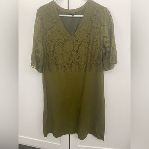 Olive green sweater dress with lace bodice from Ann Taylor